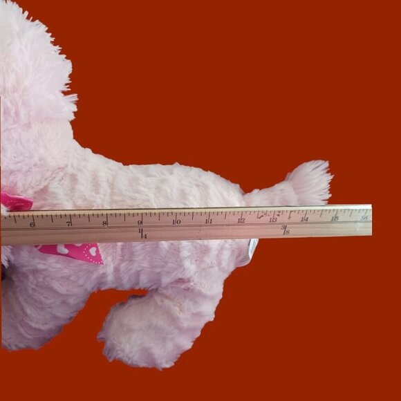 Pink Plush Dog Toy With Heart Ribbon - Medium Size - Picture 8 of 8